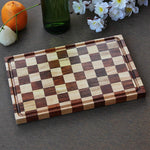 Load image into Gallery viewer, A chessboard style cheese board, charcuterie board or cutting board made with brown walnut and birch wood.
