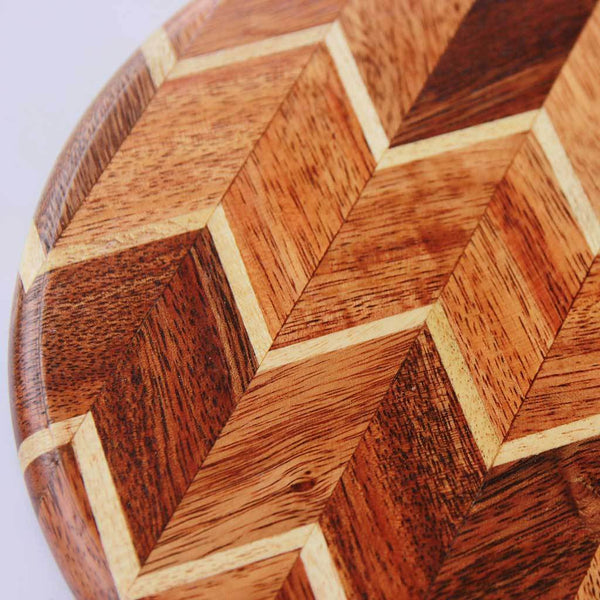 Chevron Pattern Wooden Round Cutting Board & Cheese Board – Sew and Saw