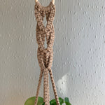 Load image into Gallery viewer, Close up of macrame knots on a brown macrame plant hanger.
