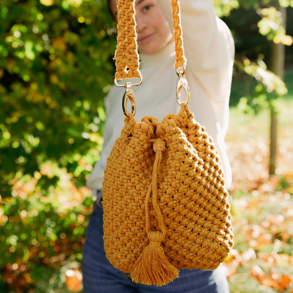 Nora Macrame Bucket Bag  Woven Bag – Sew and Saw